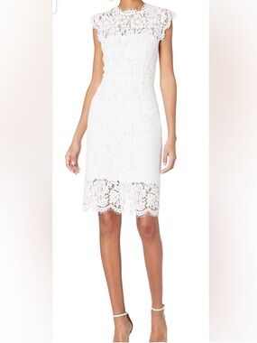 Fashion white full lace short sleeve  mini dress